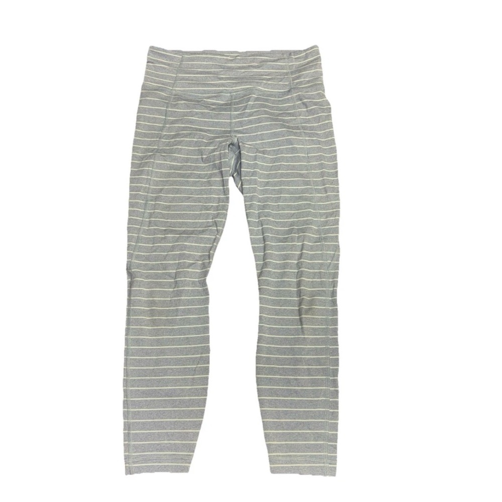 Athleta Womens Medium Chaturanga Tight Legging Gray White‎ Stripe High Rise 25"